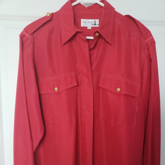 Vintage Silk Oversized Sail Away for Royal Cruise Line Red Shirt - Picture 1 of 9